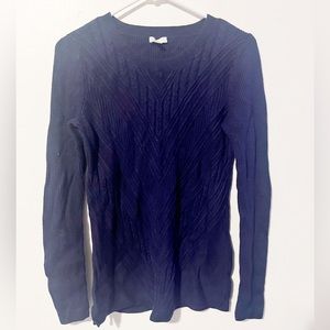 Talbots Navy Cable Knit Stretchy Ribbed Sweater